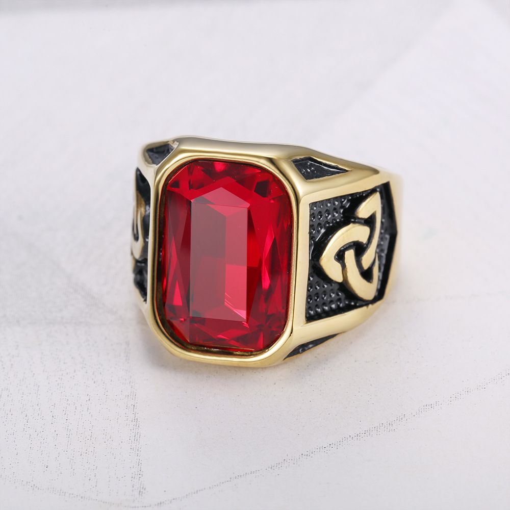 Men's Ruby Ring Fashion Viking Titanium Steel Ring Hip Hop Wholesale | Wholesale Jewelry Only 9