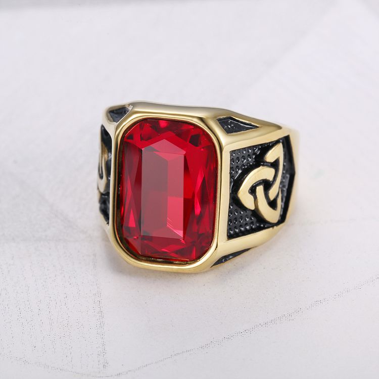 Men's Ruby Ring Fashion Viking Titanium Steel Ring Hip Hop Wholesale | Wholesale Jewelry Only 9