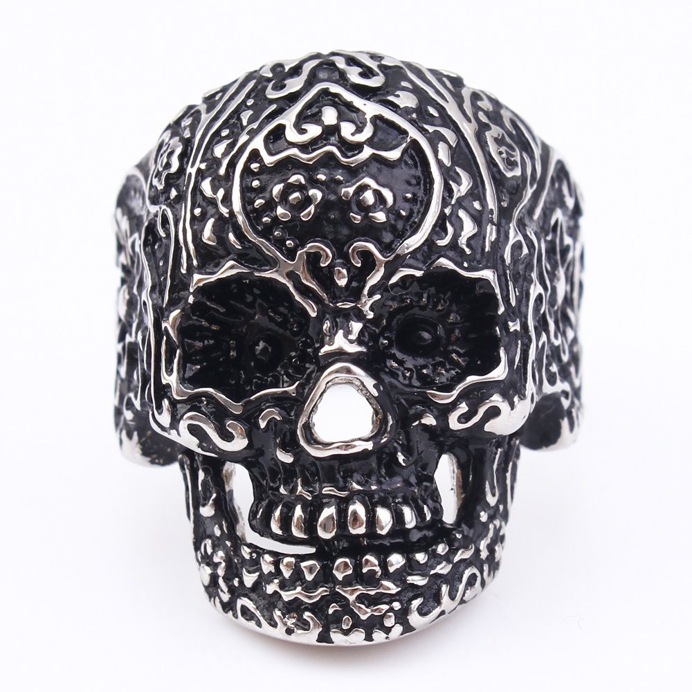 Retro Men's Skull Ring Stainless Steel Ring | Wholesale Jewelry Only 1