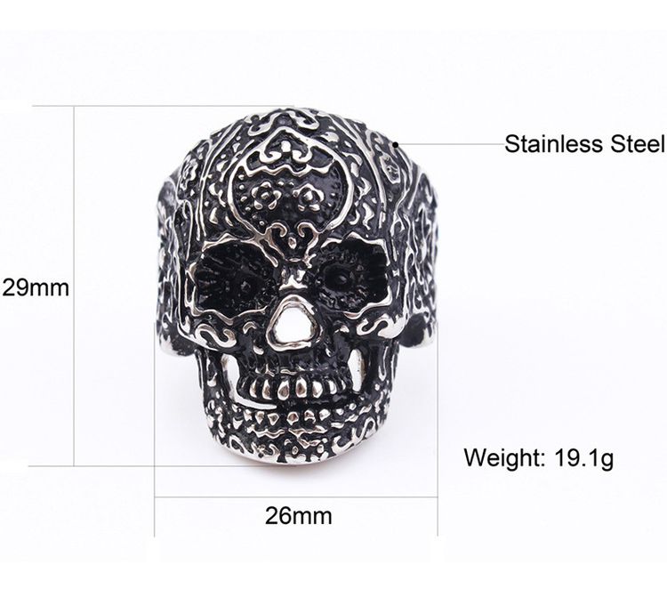 Retro Men's Skull Ring Stainless Steel Ring | Wholesale Jewelry Only 4