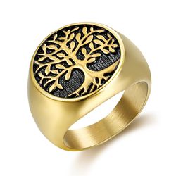 Hip Hop Punk Vintage Tree of Life Men's Stainless Steel Ring | Wholesale Jewelry Only