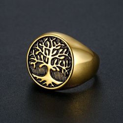 Hip Hop Punk Vintage Tree of Life Men's Stainless Steel Ring | Wholesale Jewelry Only