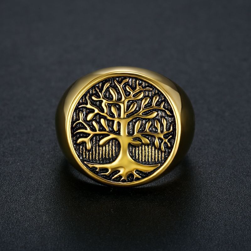 Hip Hop Punk Vintage Tree of Life Men's Stainless Steel Ring | Wholesale Jewelry Only 3