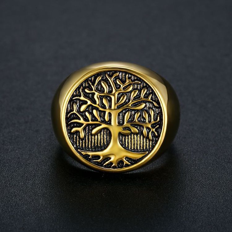 Hip Hop Punk Vintage Tree of Life Men's Stainless Steel Ring | Wholesale Jewelry Only 3