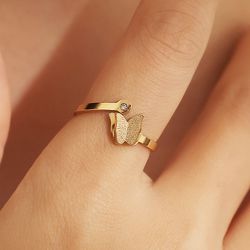 Wholesale Adjustable Butterfly Zirconia Women's Titanium Ring | Wholesale Jewelry Only