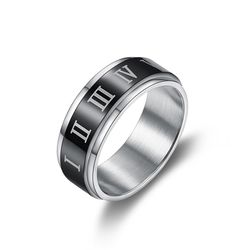 Turnable Roman Numerals Titanium Stainless Steel Men's Ring | Wholesale Jewelry Only