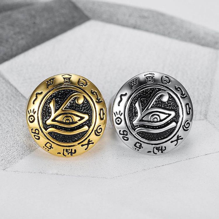 Punk Eagle Head Eye of Horus Men's Stainless Steel Ring Wholesale | Wholesale Jewelry Only 2