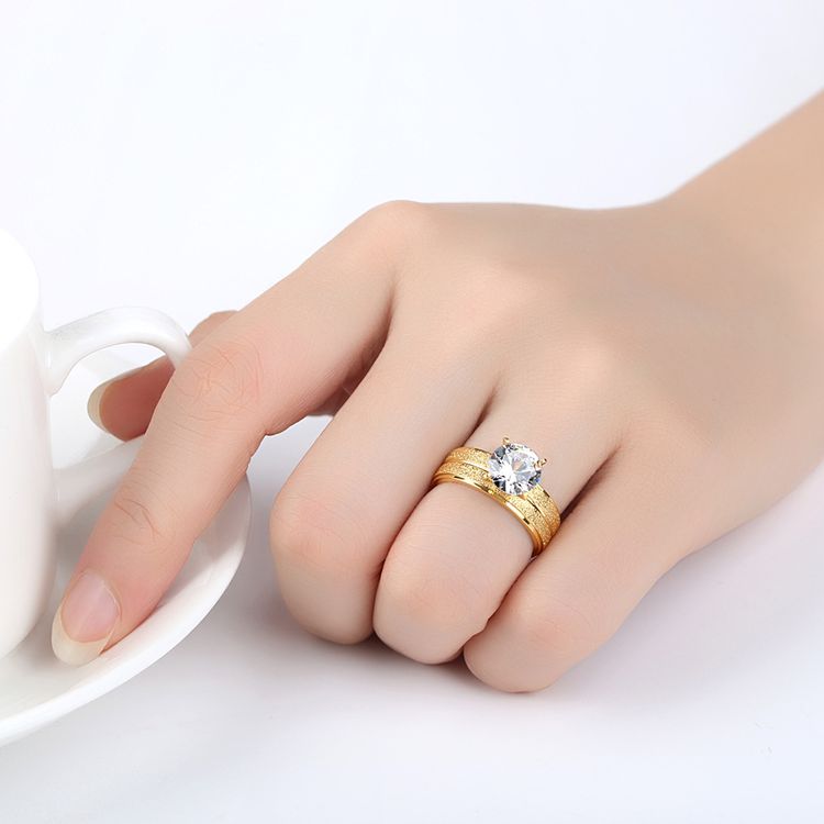 Fashion Four Claw Zirconia Frosted Titanium Women's Ring | Wholesale Jewelry Only 3