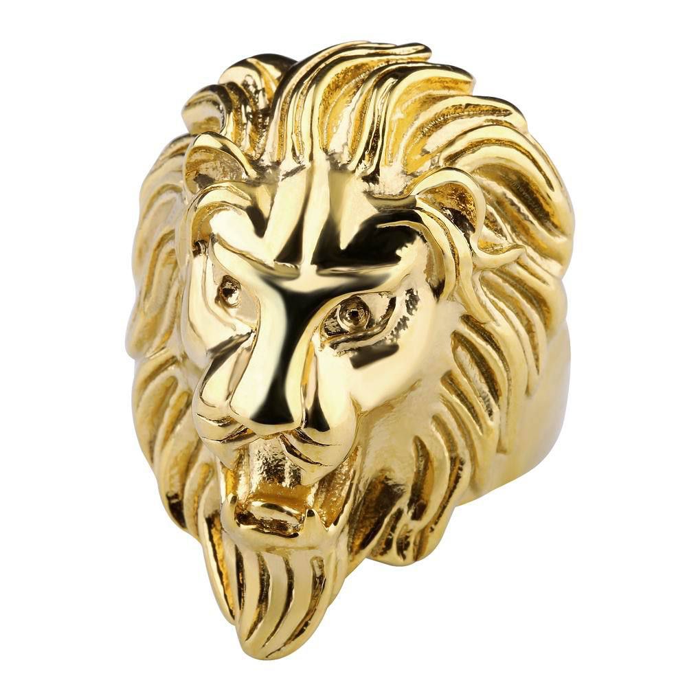 Bully Stainless Steel Lion Head Ring Men's Titanium Lion Ring | Wholesale Jewelry Only 0