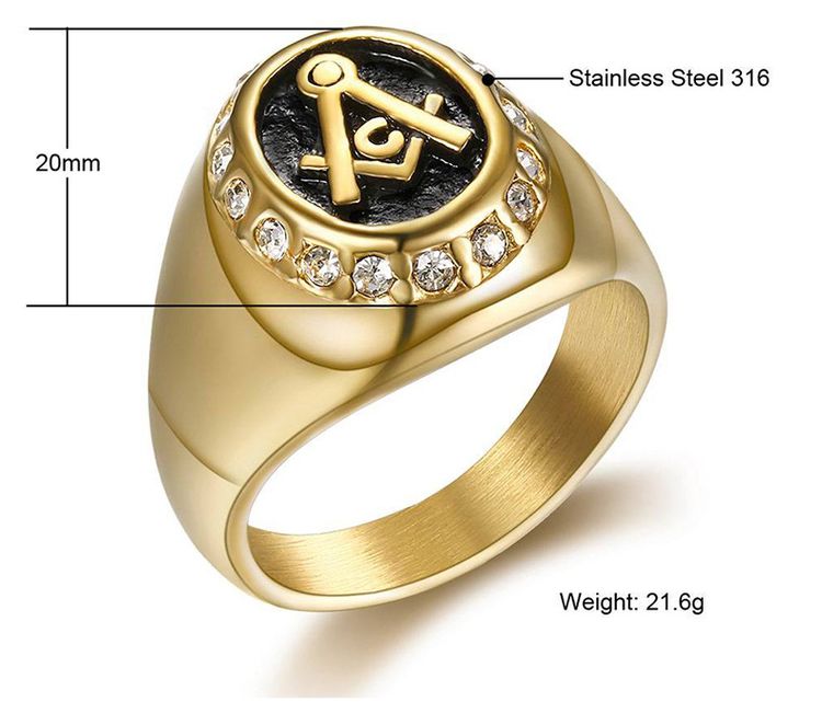 Vintage mysterious Gold Zirconia Men's Titanium Ring | Wholesale Jewelry Only 3