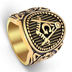 Retro Yellow Gold mysterious Pattern Men's Titanium Ring Wholesale | Wholesale Jewelry Only