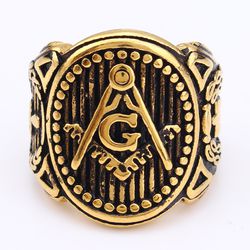 Retro Yellow Gold mysterious Pattern Men's Titanium Ring Wholesale | Wholesale Jewelry Only