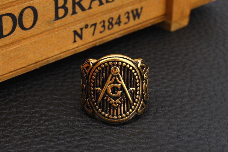 Retro Yellow Gold mysterious Pattern Men's Titanium Ring Wholesale | Wholesale Jewelry Only 3