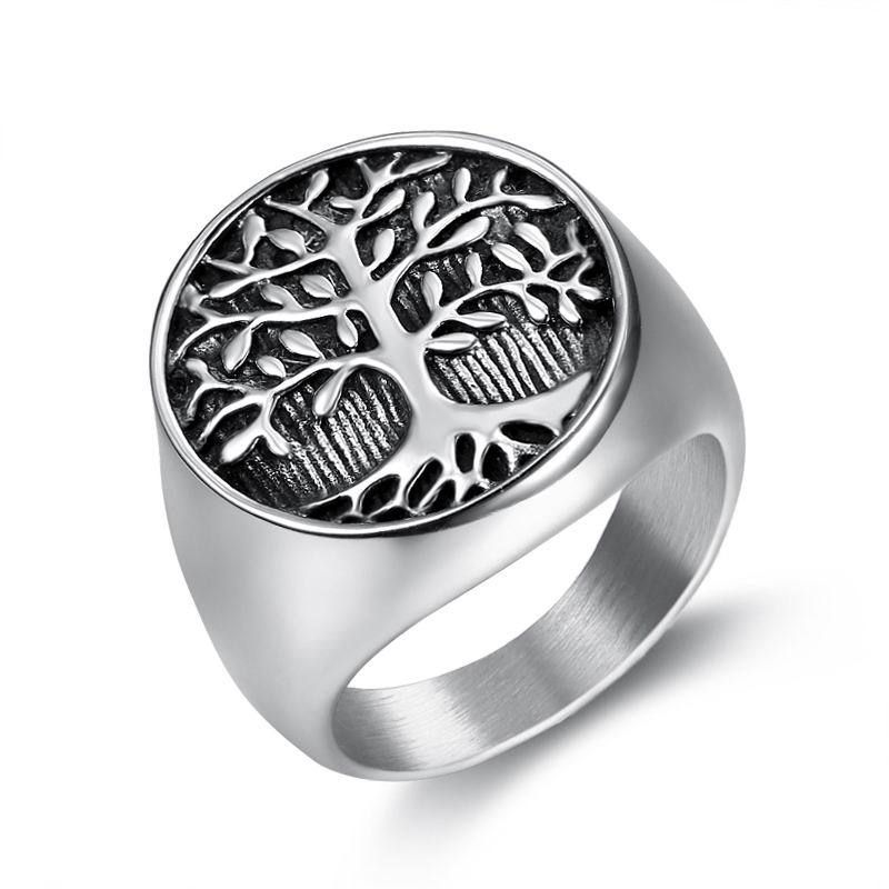 Creative Tree of Life Ring Titanium Steel Cast Men's Ring | Wholesale Jewelry Only 0