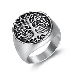 Creative Tree of Life Ring Titanium Steel Cast Men's Ring | Wholesale Jewelry Only