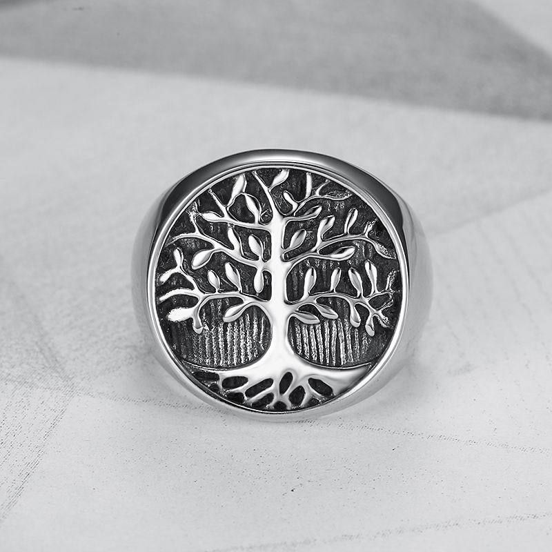Creative Tree of Life Ring Titanium Steel Cast Men's Ring | Wholesale Jewelry Only 1