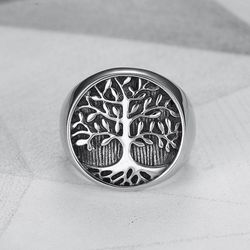 Creative Tree of Life Ring Titanium Steel Cast Men's Ring | Wholesale Jewelry Only