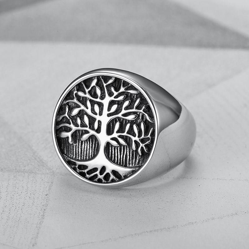 Creative Tree of Life Ring Titanium Steel Cast Men's Ring | Wholesale Jewelry Only 3