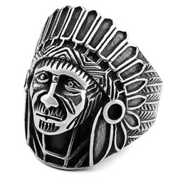 Hot Vintage Indian Chief Men's Titanium Steel Ring | Wholesale Jewelry Only