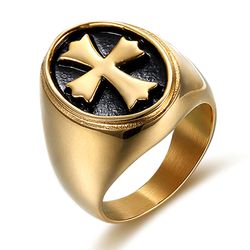 Retro Fashion Cross Men's Stainless Steel Ring   | Wholesale Jewelry Only