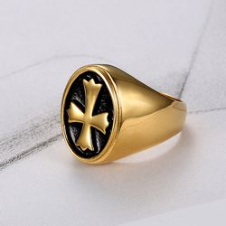 Retro Fashion Cross Men's Stainless Steel Ring   | Wholesale Jewelry Only