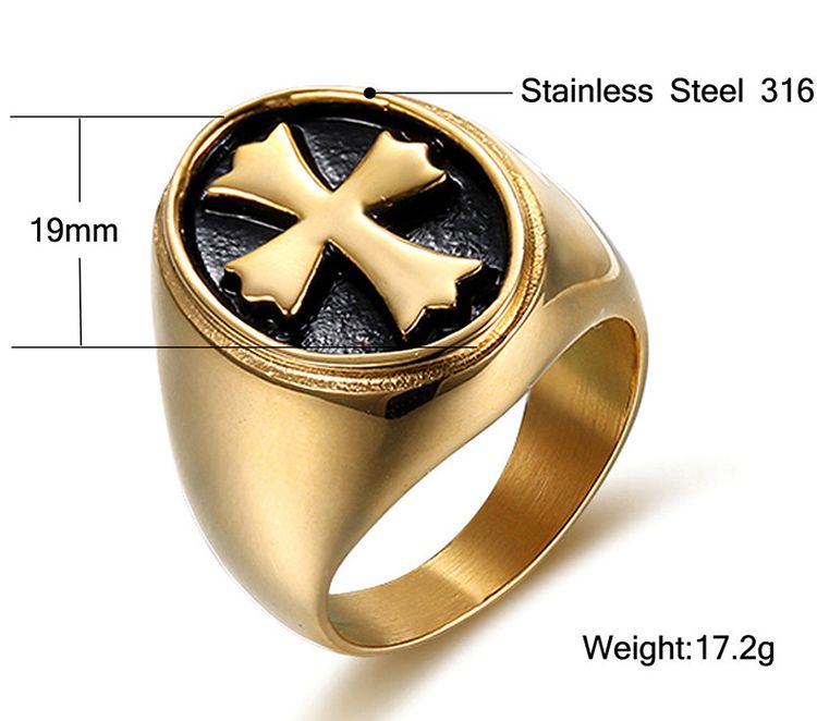 Retro Fashion Cross Men's Stainless Steel Ring   | Wholesale Jewelry Only 4