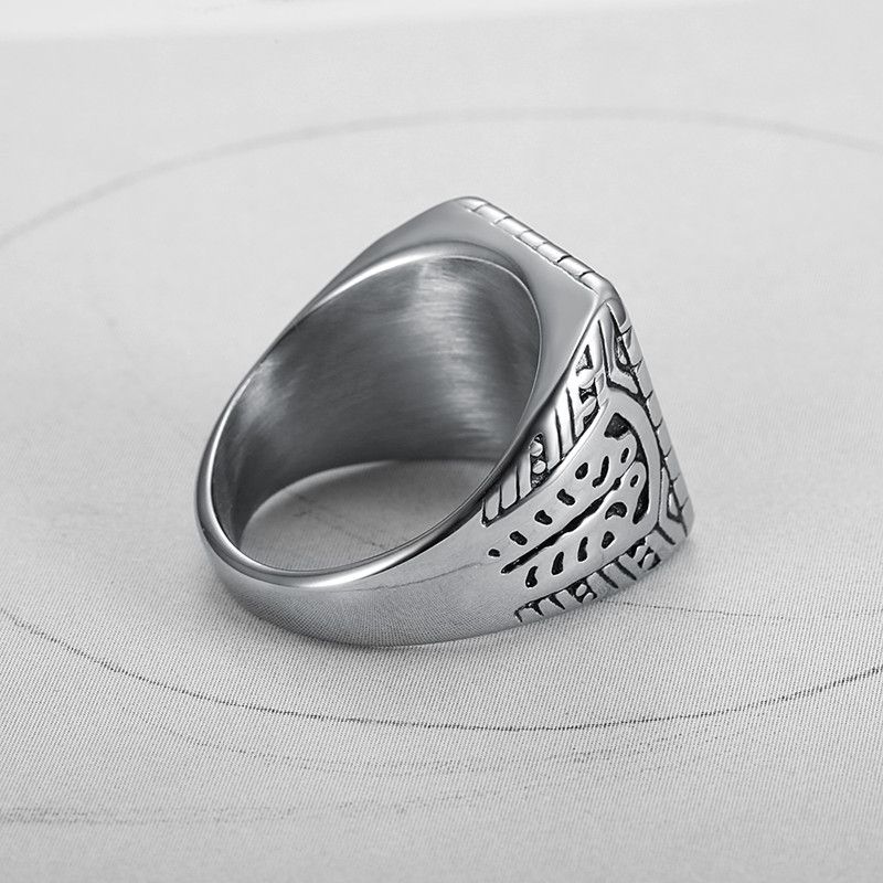 Vintage Creative Text Square Men's Titanium Rings | Wholesale Jewelry Only 4