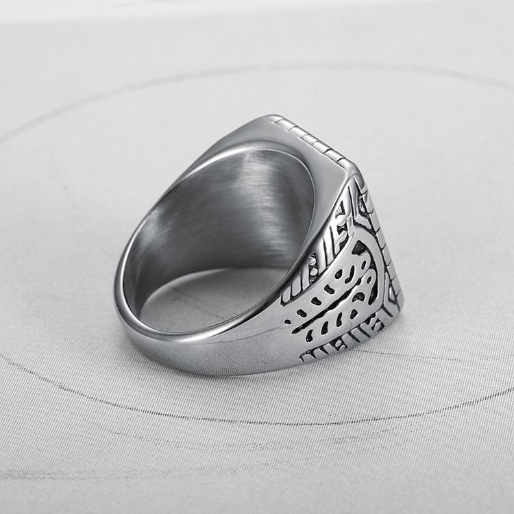 Vintage Creative Text Square Men's Titanium Rings | Wholesale Jewelry Only 4
