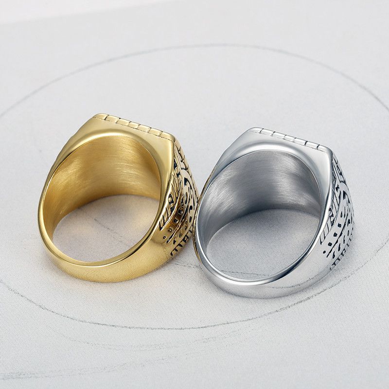 Vintage Creative Text Square Men's Titanium Rings | Wholesale Jewelry Only 8