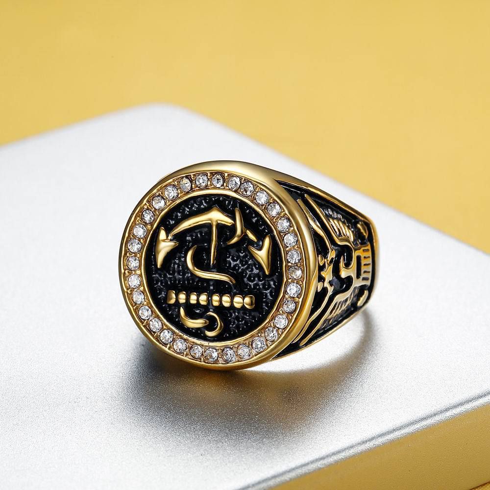 Bully Men's Zirconia Anchor Titanium Ring Wholesale | Wholesale Jewelry Only 1