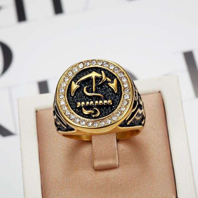 Bully Men's Zirconia Anchor Titanium Ring Wholesale | Wholesale Jewelry Only 2