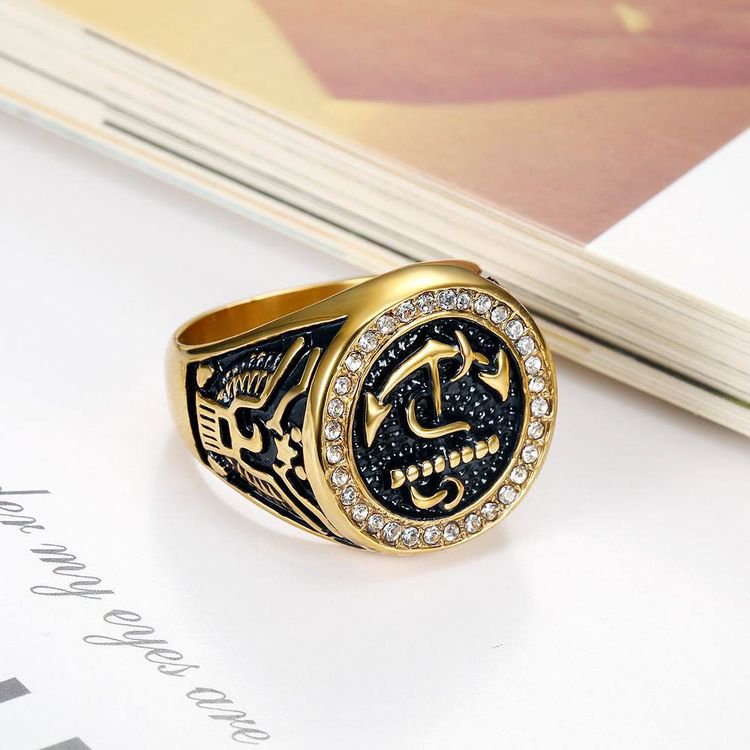 Bully Men's Zirconia Anchor Titanium Ring Wholesale | Wholesale Jewelry Only 3
