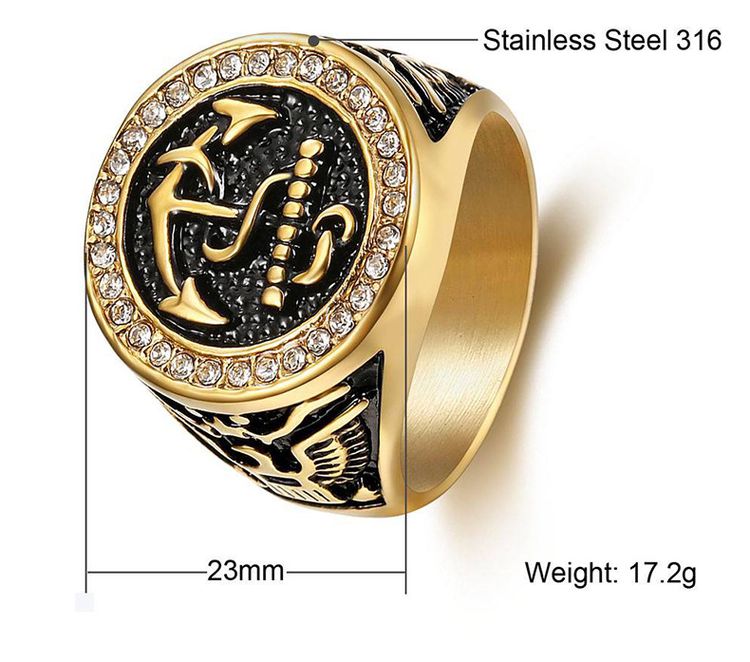Bully Men's Zirconia Anchor Titanium Ring Wholesale | Wholesale Jewelry Only 4