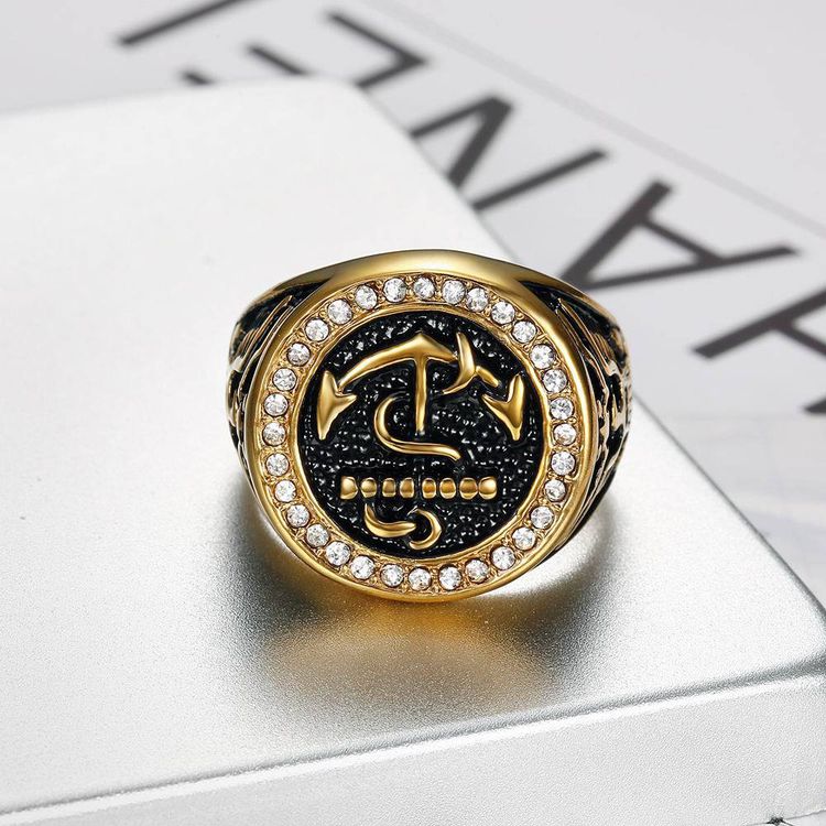 Bully Men's Zirconia Anchor Titanium Ring Wholesale | Wholesale Jewelry Only 5