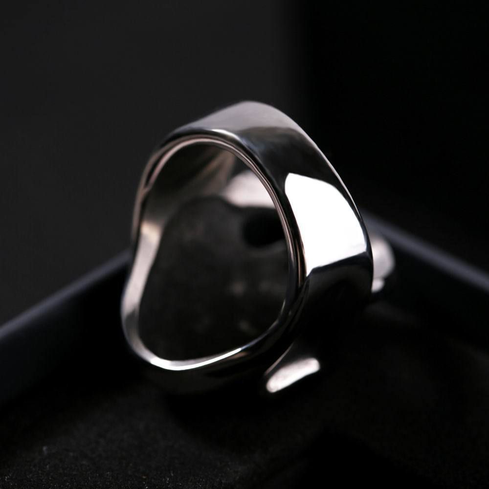 Punk Zirconia Red Eye Skull Vintage Pipe Men's Titanium Ring | Wholesale Jewelry Only 2