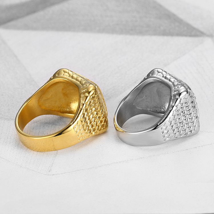 Retro Zirconia Men's Stainless Steel Square Hip Hop Ring | Wholesale Jewelry Only 6