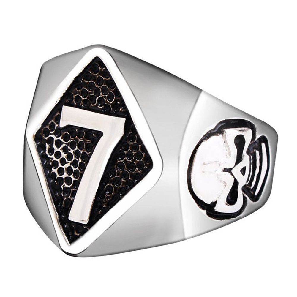 Retro Punk Skull Stainless Steel Men's Ring Number 7 | Wholesale Jewelry Only 0