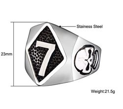 Retro Punk Skull Stainless Steel Men's Ring Number 7 | Wholesale Jewelry Only