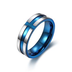 Titanium Men's Treasure Blue Stainless Steel Ring Wholesale | Wholesale Jewelry Only