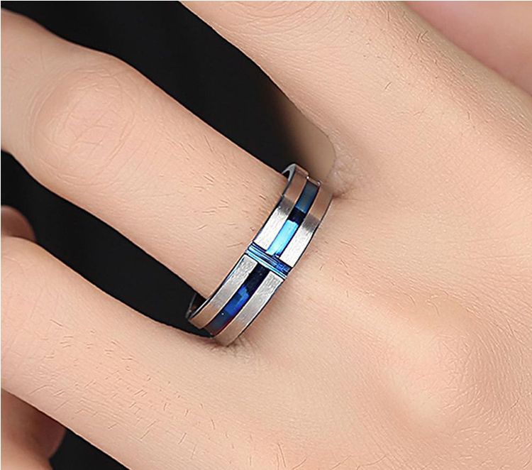 Titanium Men's Treasure Blue Stainless Steel Ring Wholesale | Wholesale Jewelry Only 2