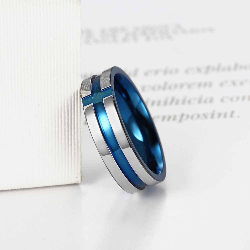 Titanium Men's Treasure Blue Stainless Steel Ring Wholesale | Wholesale Jewelry Only 4