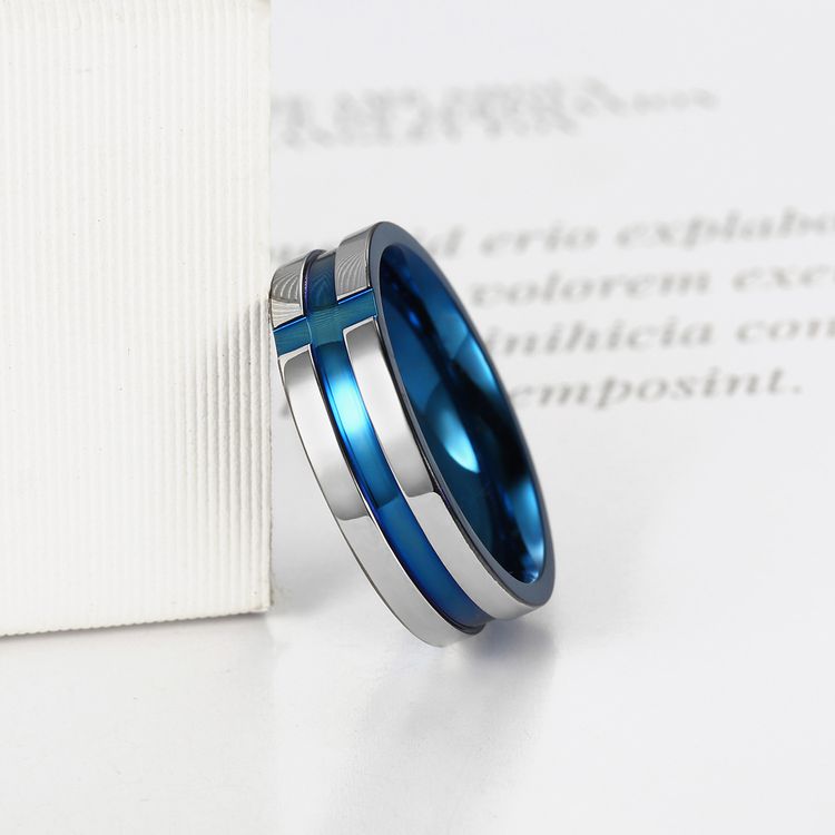 Titanium Men's Treasure Blue Stainless Steel Ring Wholesale | Wholesale Jewelry Only 4