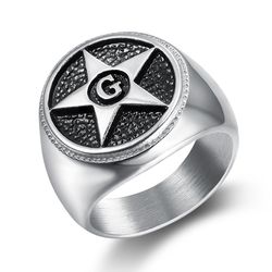 Vintage Titanium Steel Men's Shining Star Ring | Wholesale Jewelry Only