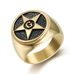 Vintage Titanium Steel Men's Shining Star Ring | Wholesale Jewelry Only