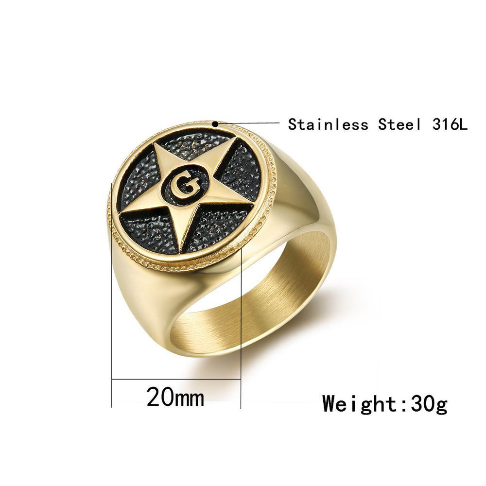 Vintage Titanium Steel Men's Shining Star Ring | Wholesale Jewelry Only 3