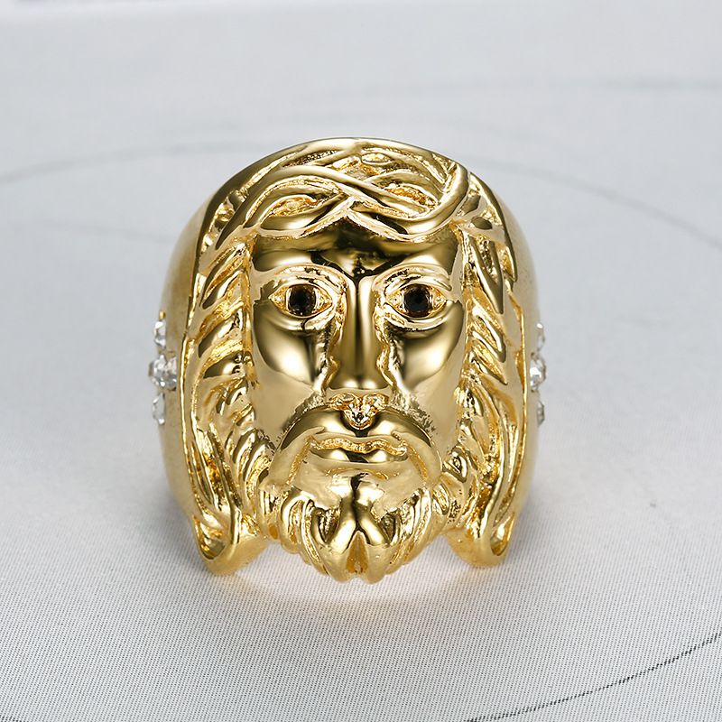 Vintage Jesus Zircon Men's Stainless Steel Ring Wholesale | Wholesale Jewelry Only 2