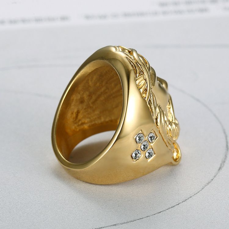 Vintage Jesus Zircon Men's Stainless Steel Ring Wholesale | Wholesale Jewelry Only 4