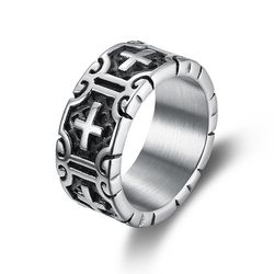 Retro Creative Cross Men's Stainless Steel Ring | Wholesale Jewelry Only