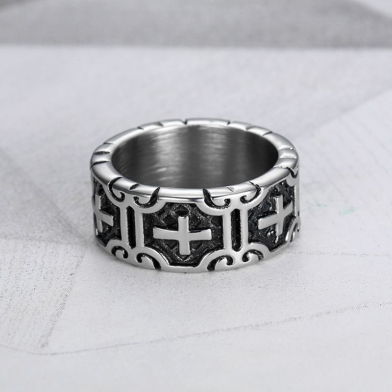 Retro Creative Cross Men's Stainless Steel Ring | Wholesale Jewelry Only 1