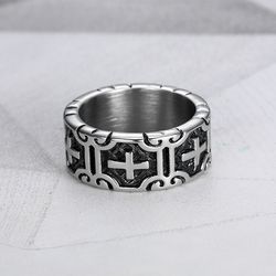 Retro Creative Cross Men's Stainless Steel Ring | Wholesale Jewelry Only